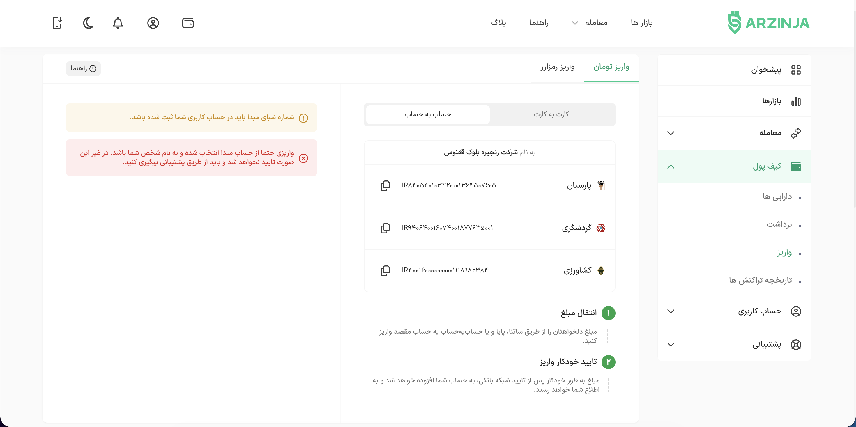 صرافی رمزارز ارزینجا 